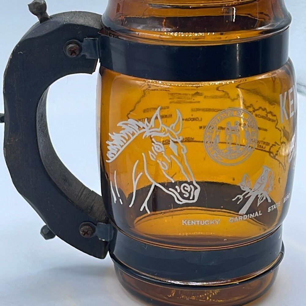 Vintage Amber Glass Kentucky themed mug